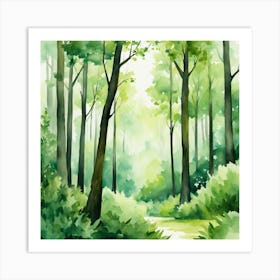 Watercolor Of A Forest 4 Art Print