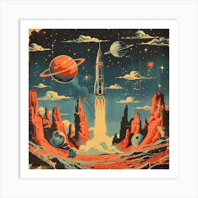 Space Rocket Art Print