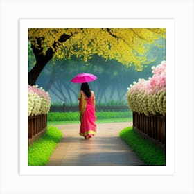 Pink Sari Art Print
