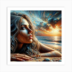 Sunset On The Beach Art Print