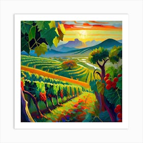 Firefly Beautiful Modern Lush Spanish Vinyard Landscape 56885 Art Print