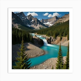 Blue Lake In The Mountains Art Print