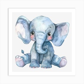 Little Elephant Watercolor Painting Art Print