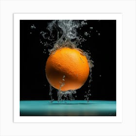 Orange Splashing Water Art Print