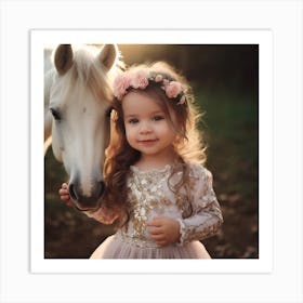Little Girl With Horse Art Print