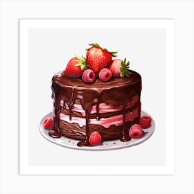 Chocolate Cake With Strawberries 13 Art Print