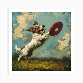 Dog Catching Frisbee 2 Art Print