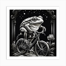 Frog On A Bike Art Print