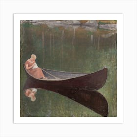 Painting Woman In A Canoe Art Print