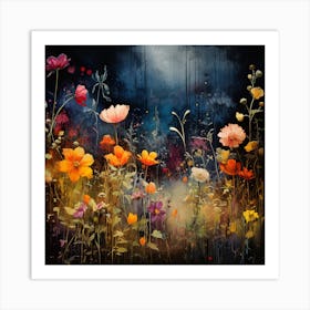 Wildflowers At Night 1 Art Print