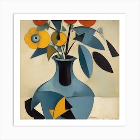 Flowers In A Blue Vase Art Print