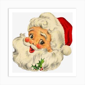 Cool Vintage Christmas Santa Claus Face Art Print