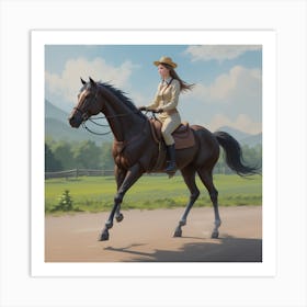 Girl On Horse Art Print