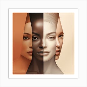 Three Women With Different Skin Tones 1 Art Print