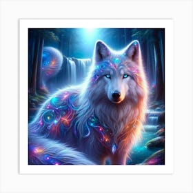 Electric Fantasy Wild Wolf Face 1 Art Print