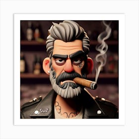 Spiky man smoking A Cigar Art Print