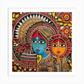 Indian Painting, Expressionism Painting, Acrylic On Canvas, Brown Color 1 Art Print