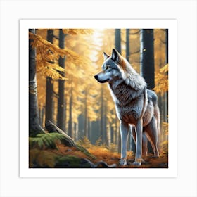 Wolf In Forrest Ultra Hd Realistic Vivid Colors Highly Detailed Uhd Drawing Pen And Ink Perfe (3) Art Print