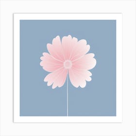 A White And Pink Flower In Minimalist Style Square Composition 569 Art Print