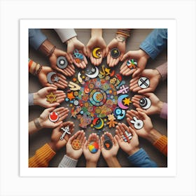 Many Hands In The Circle Art Print