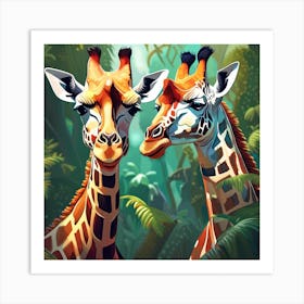 Giraffes In The Jungle 6 Art Print