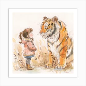 Tiger And Girl Art Print