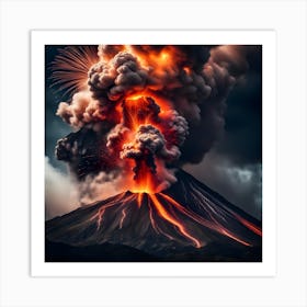 An artistic image of a volcano exploding violently.. Art Print