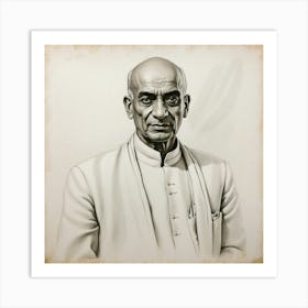 Chalk Painting Of Sardar Vallabhai Patel Art Print