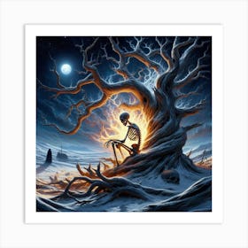 Skeleton In The Tree Art Print