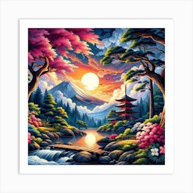 Asian Landscape Painting Art Print