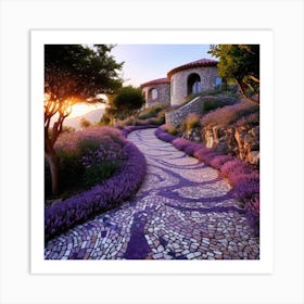 Lavender Garden At Sunset Art Print