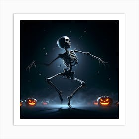 Halloween Skeleton Dancing 1 Art Print