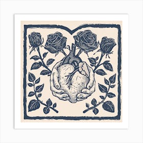 Heart Of Roses Art Print