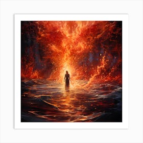 Woman In Flames Art Print