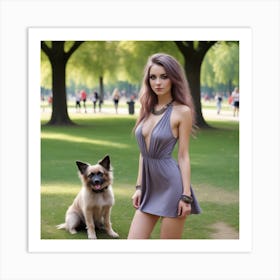 77 Very Beautiful Random Expression 25 Years Old European Woman In Random Solid Color Dress With Rando Art Print