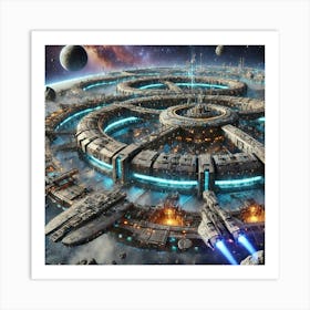 A Detailed Sci Fi Depiction Of The Docking Rings E 1 Art Print