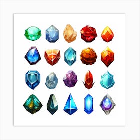 Set Of Gemstones Art Print