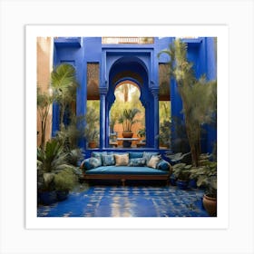 Blue Living Room In Morocco Art Print