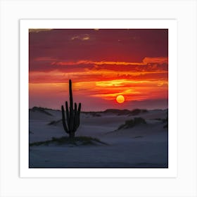 cactus at sunset Affiche