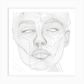 Line Drawing Of A Woman'S Face 3 Art Print