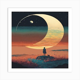 Moon And The Dog Art Print