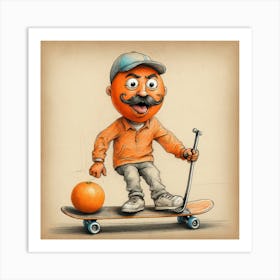 Orange Skateboarder 1 Art Print