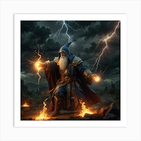 Wizard With Lightning Art Print