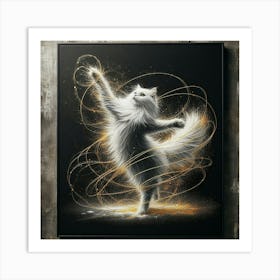 White Cat Painting 4 Art Print