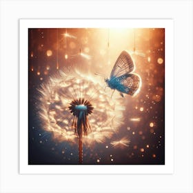 Butterfly On A Dandelion Art Print