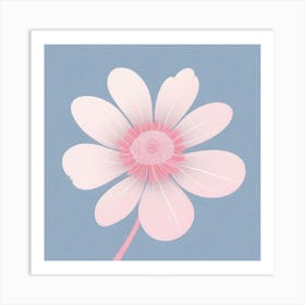 A White And Pink Flower In Minimalist Style Square Composition 395 Art Print