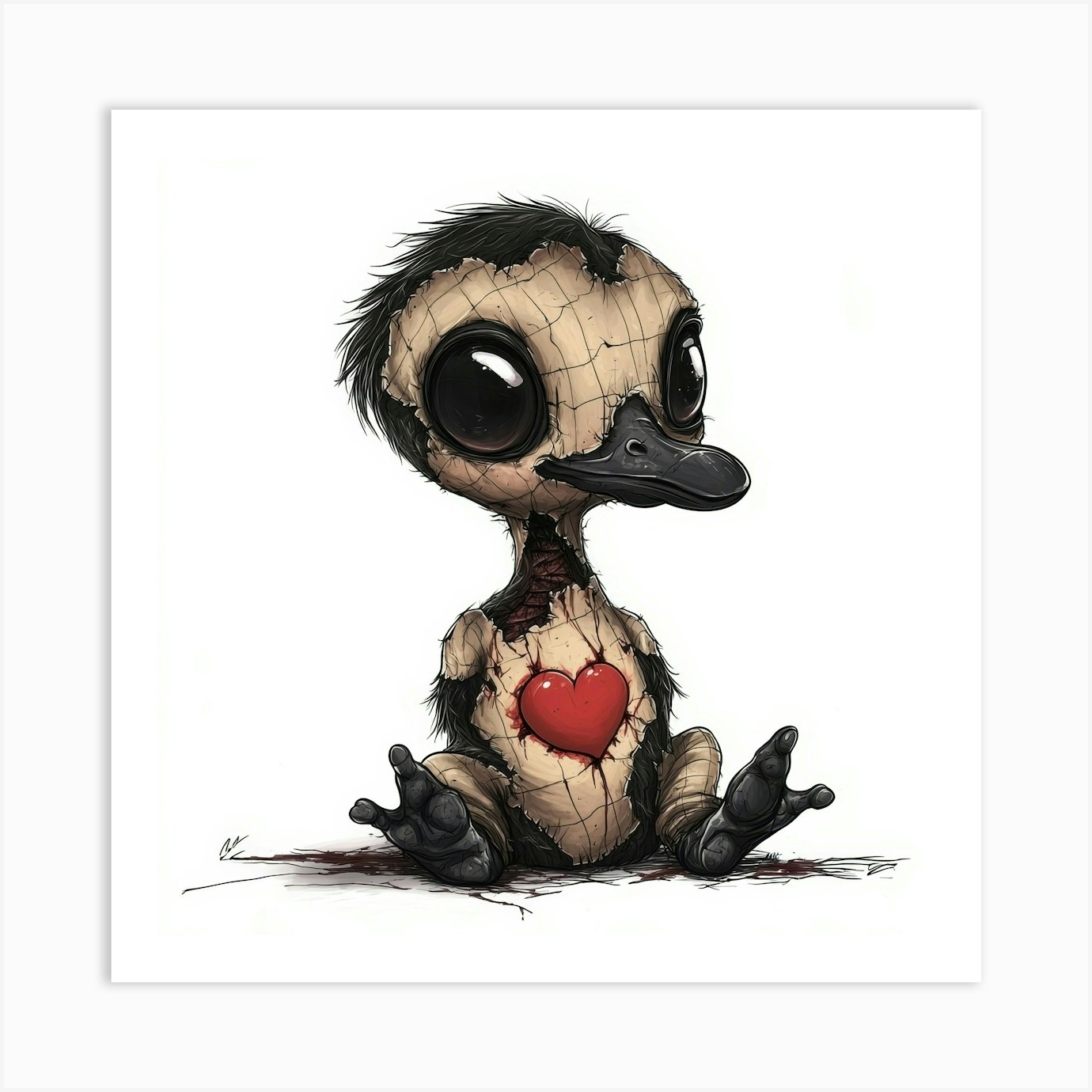 Little Duckling With A Heart Art Print by Aloke Design