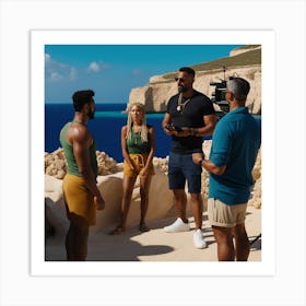 Group Of People On A Beach Art Print