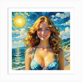 Girl On The Beach ghh Art Print