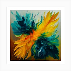 Gorgeous, distinctive yellow, green and blue abstract artwork 17 Art Print